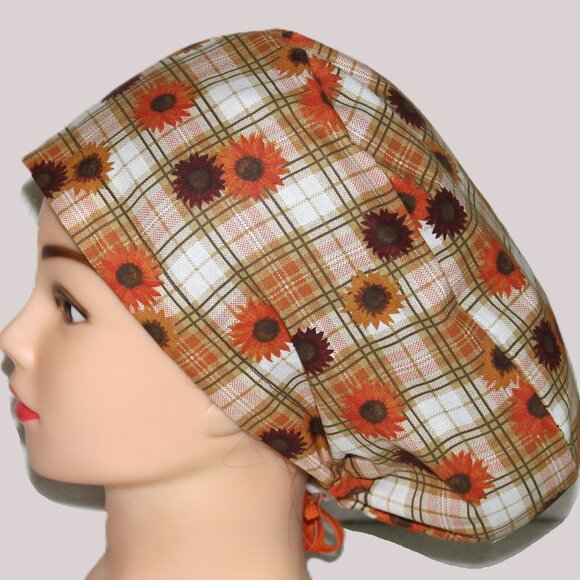Womens Autumn Plaid Euro Pixie Scrub Cap, Handmade NWOT - Picture 3 of 8